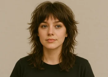 a woman with shaggy wolf cut