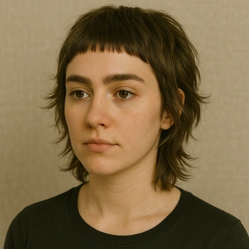 wolf cut short hair with micro fringe