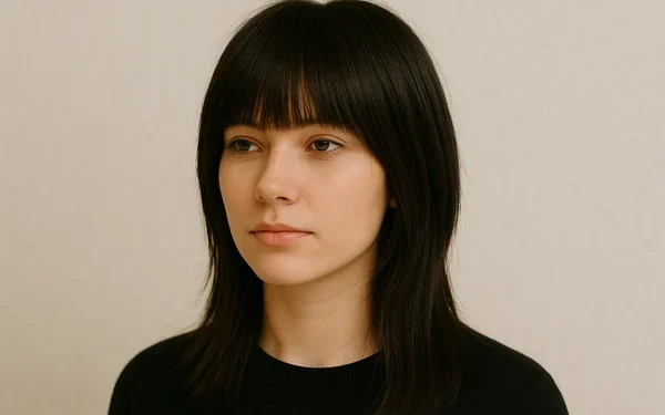 a man with wolf cut straight hair