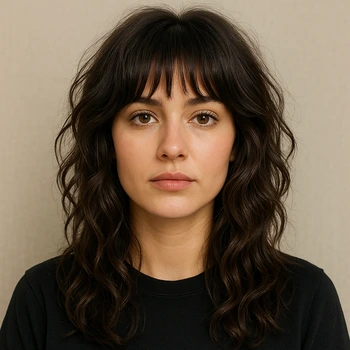 Wolf Cut with Bangs Wavy Hair