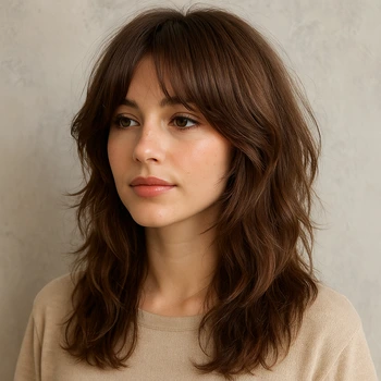 Curtain Bangs Wolf Cut Long Hair