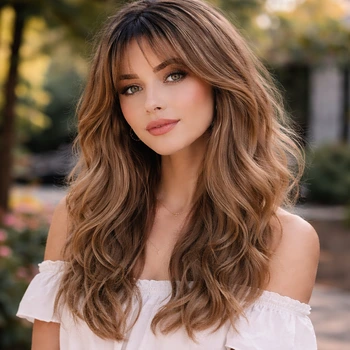 Medium-length waterfall wolf cut with soft cascading layers and natural movement