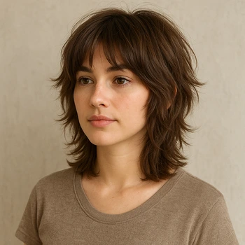 Short Wolf Cut with Curtain Bangs