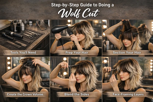step by step guide to doing a wolf cut